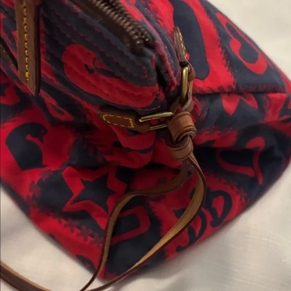 VTG Dooney & Bourke Red & Blue novelty canvas patchwork shoulder handbag NWT - Picture 3 of 15